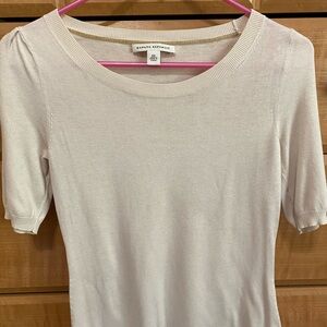 Banana Republic Short Sleeve Silk Sweater Top Cream XS
